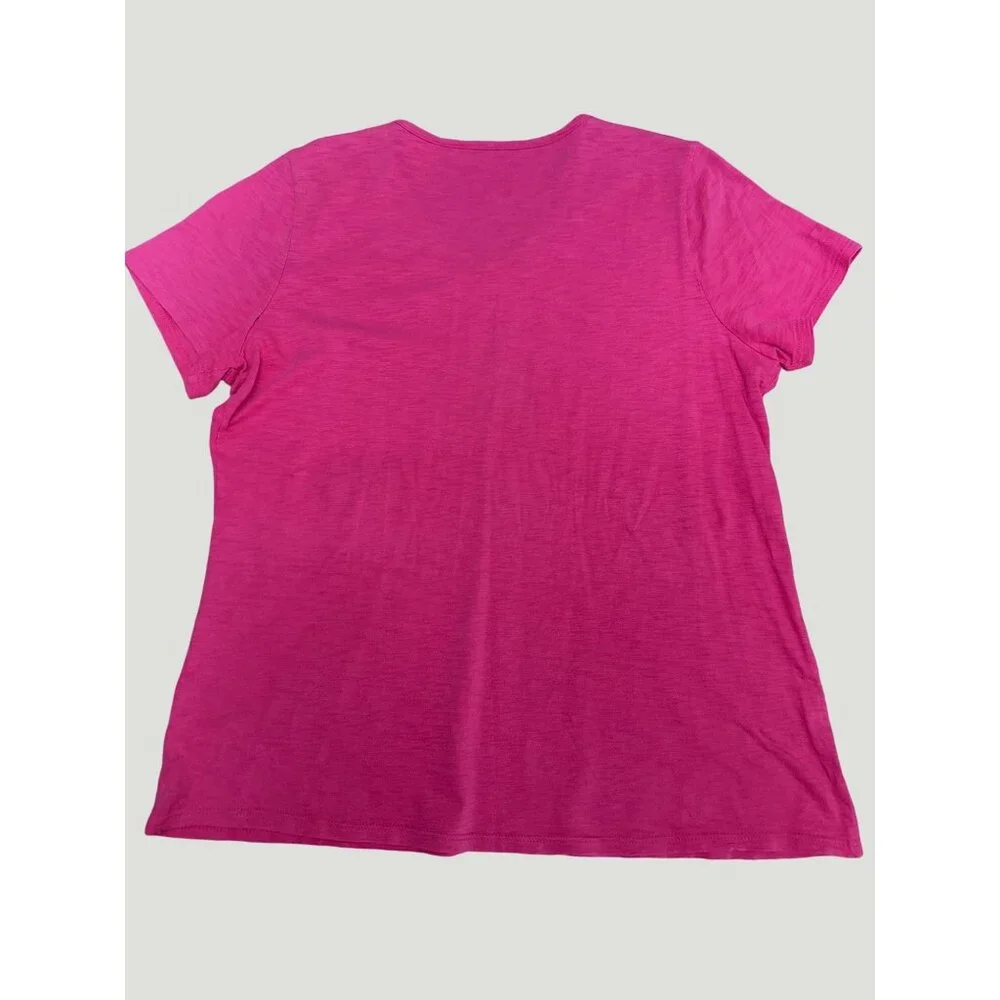 Coldwater Creek Womens V-Neck Tee All Cotton Size L Made In India Hot Pink - Picture 10 of 10